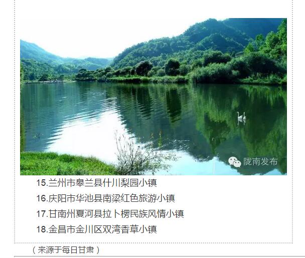 甘肅計劃3年建18個特色小鎮(zhèn)，看看隴南有幾個~