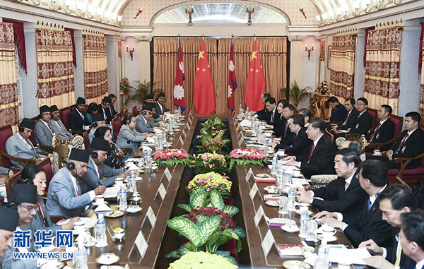 習近平會見尼泊爾總統(tǒng)班達里 兩國元首共同宣布建立中尼 面向發(fā)展與繁榮的世代友好的戰(zhàn)略合作伙伴關系